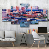Abstract Cleveland 5 Pieces Canvas Prints Wall Art Decor - Painting Canvas, Mixed Canvas, Multi Panels