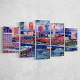 Abstract Cleveland 5 Pieces Canvas Prints Wall Art Decor - Painting Canvas, Mixed Canvas, Multi Panels