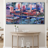 Abstract Cleveland 5 Piece B Canvas Prints Wall Art Decor, Multi Panels,Large Canvas, Home Decor
