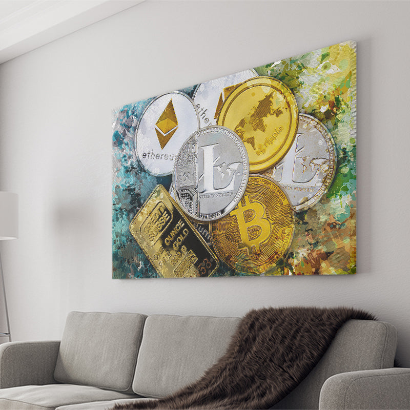 Abstract Cryptocurrency Painting Canvas Prints Wall Art Decor - Painting Canvas, Art Print, Home Decor, Ready to Hang