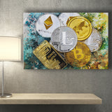 Abstract Cryptocurrency Painting Canvas Prints Wall Art Decor - Painting Canvas, Art Print, Home Decor, Ready to Hang