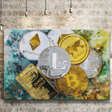 Abstract Cryptocurrency Painting Canvas Prints Wall Art Decor - Painting Canvas, Art Print, Home Decor, Ready to Hang