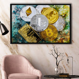 Abstract Cryptocurrency Painting Framed Canvas Prints Wall Art Decor - Painting Canvas, Framed Picture, Home Decor