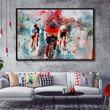 Abstract Cycling Painting Framed Canvas Prints Wall Art Decor - Painting Canvas, Framed Picture, Home Decor