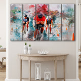 Abstract Cycling Painting 5 Piece B Canvas Prints Wall Art Decor, Multi Panels,Large Canvas, Home Decor
