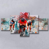 Abstract Cycling Painting 5 Pieces Canvas Prints Wall Art Decor - Painting Canvas, Mixed Canvas, Multi Panels