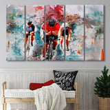 Abstract Cycling Painting 5 Piece B Canvas Prints Wall Art Decor, Multi Panels,Large Canvas, Home Decor