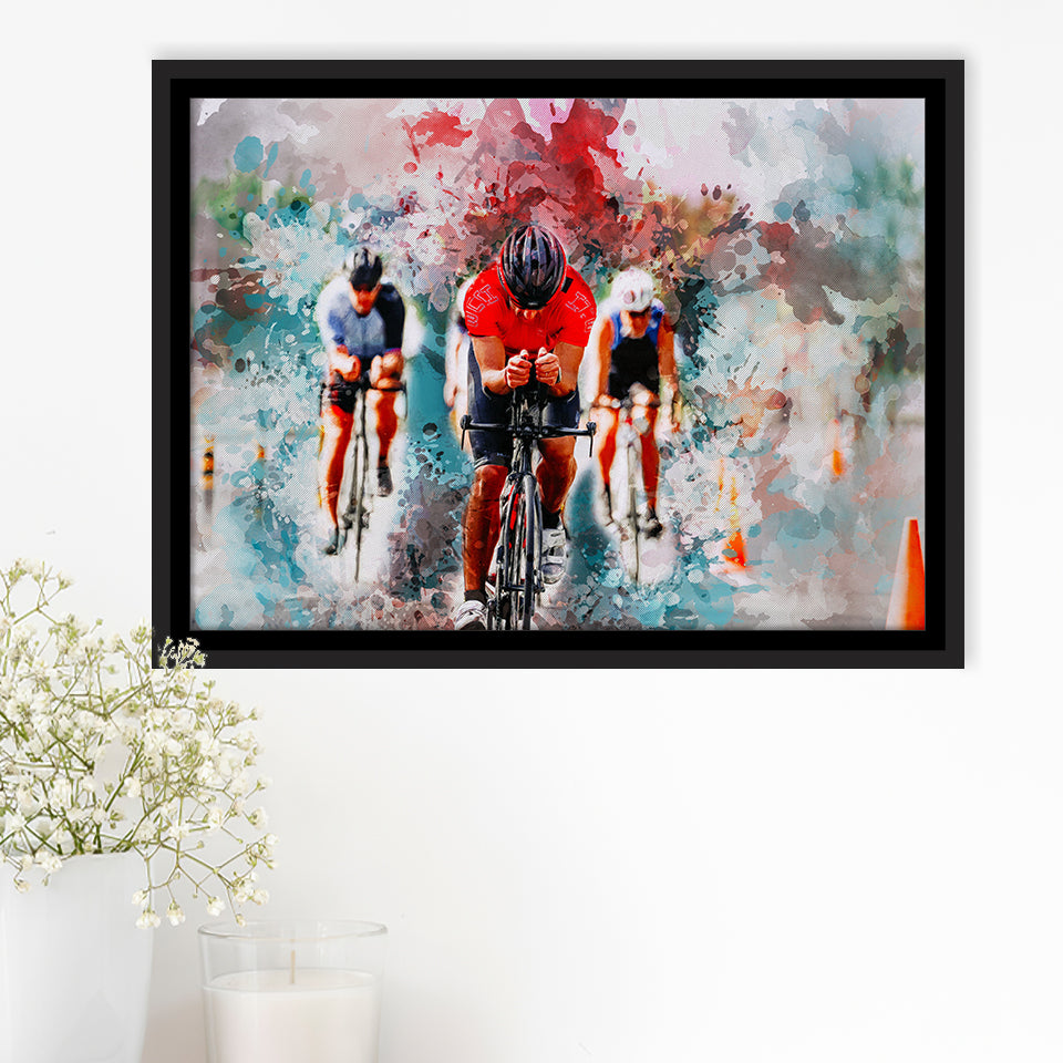 Abstract Cycling Painting Framed Canvas Prints Wall Art Decor - Painting Canvas, Framed Picture, Home Decor