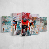 Abstract Cycling Painting 5 Pieces Canvas Prints Wall Art Decor - Painting Canvas, Mixed Canvas, Multi Panels