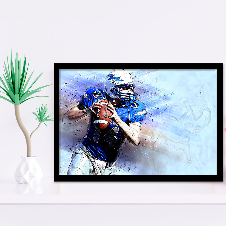 Abstract Football, Football Art Framed Art Prints Wall Art Decor,Black Frame, Ready to hang