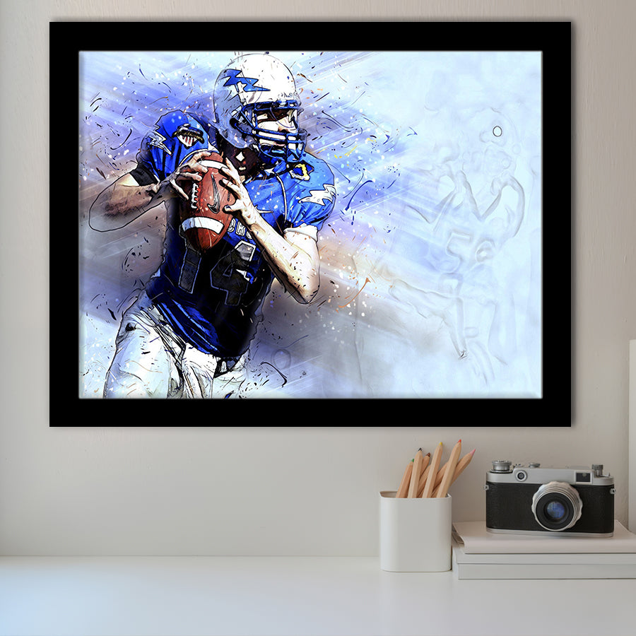 Abstract Football, Football Art Framed Art Prints Wall Art Decor,Black Frame, Ready to hang