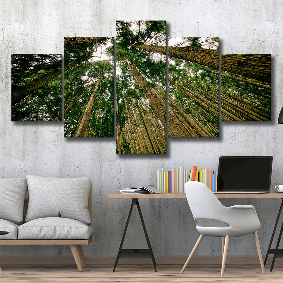 Abstract Forest Print 5 Piece Canvas Prints Wall Art Decor, Multi Panels, Mixed Canvas