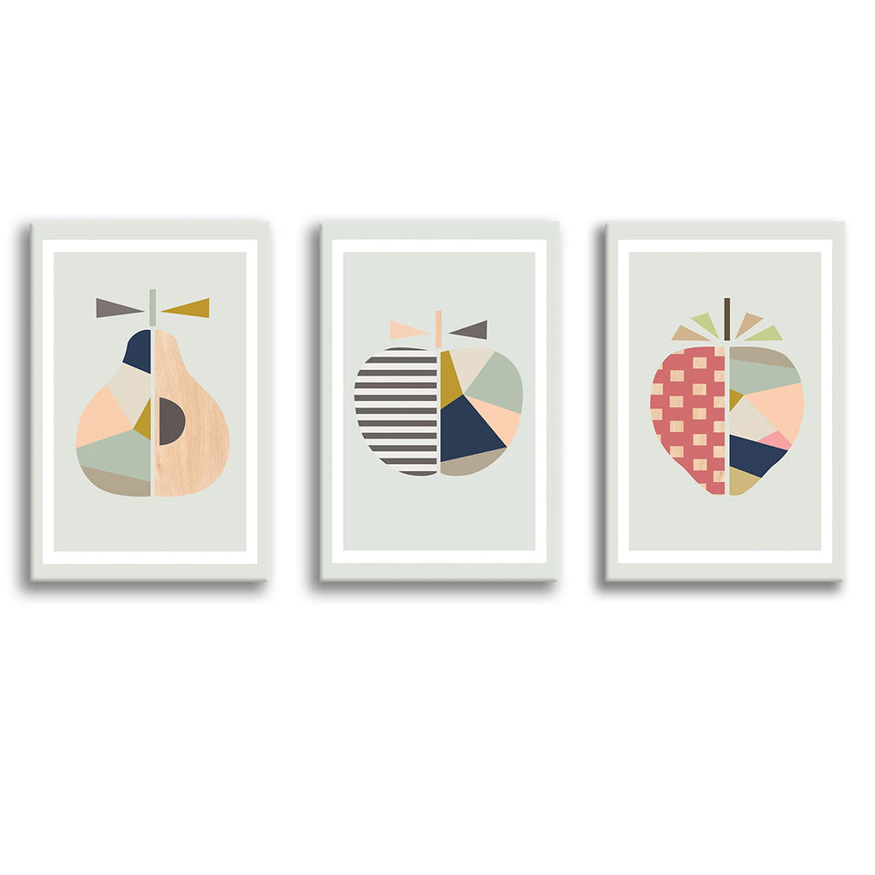 Abstract Fruits Canvas Set of 3 Piece Canvas Prints Wall Art Decor