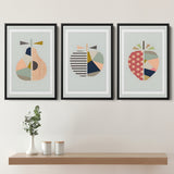 Abstract Fruits Set of 3 Piece Framed Canvas Prints Wall Art Decor