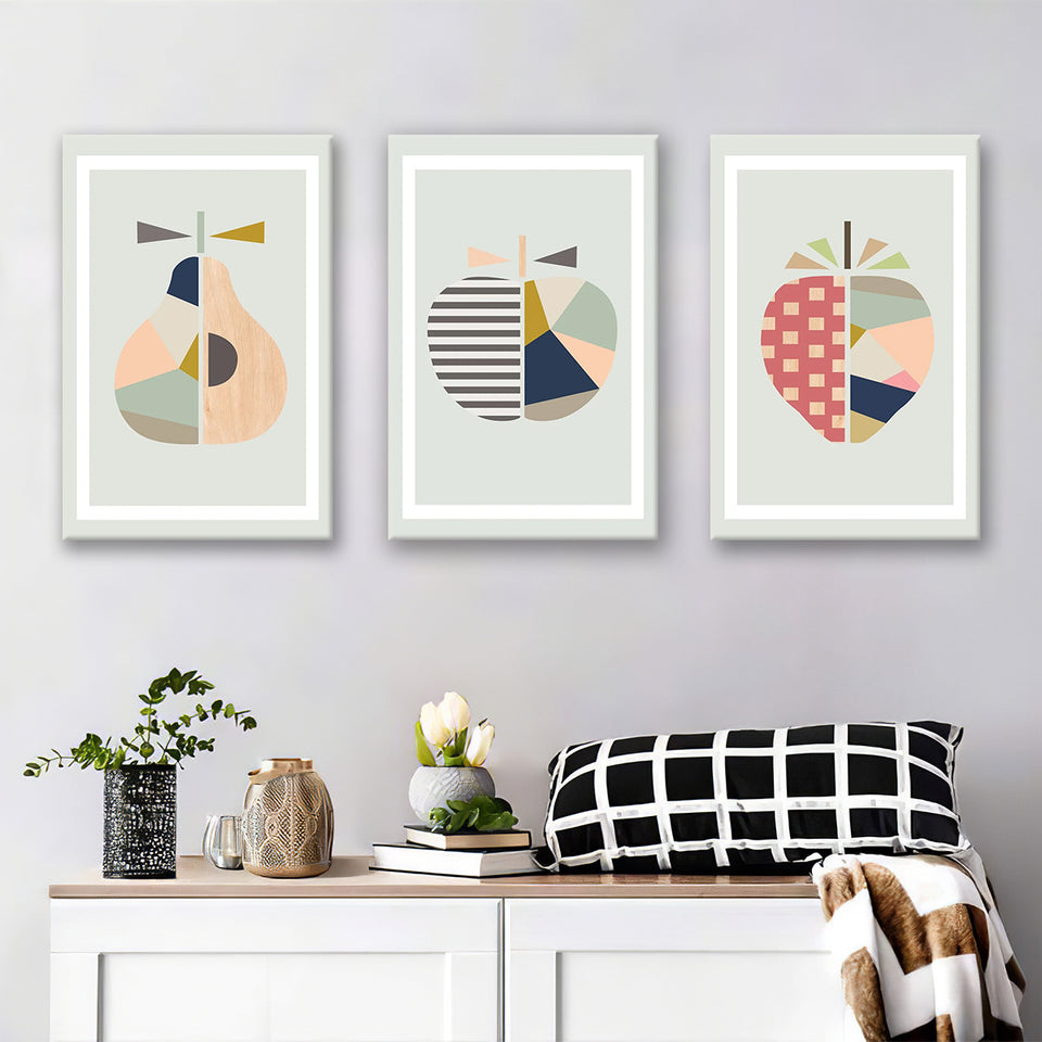 Abstract Fruits Canvas Set of 3 Piece Canvas Prints Wall Art Decor