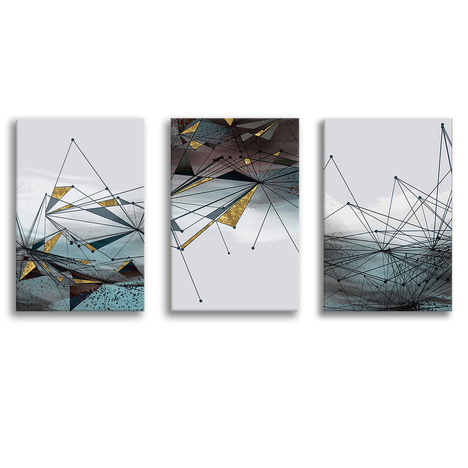 Abstract Geometrical Landscape Contemporary Canvas Prints 3 Pieces Wall Art Decor - Painting Canvas, Multi Panel, Home Decor
