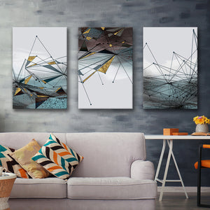 Abstract Geometrical Landscape Contemporary Canvas Prints 3 Pieces Wall Art Decor - Painting Canvas, Multi Panel, Home Decor