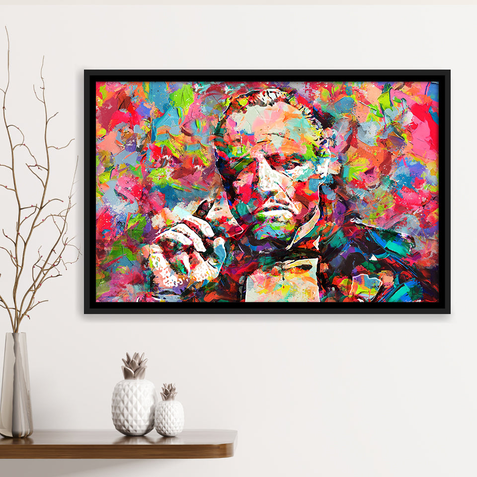 Abstract Godfather Colorful Framed Canvas Prints Wall Art Home Decor - Painting Canvas, Black Frame, Framed Picture