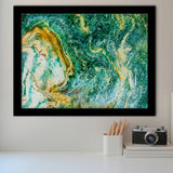 Abstract Green Marble Art, Contemporary Framed Art Prints Wall Art Decor,Black Frame, Ready to hang