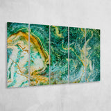 Abstract Green Marble Canvas Art, Contemporary 5 Panels B,Large Canvas,Canvas Prints Wall Art Home Decor