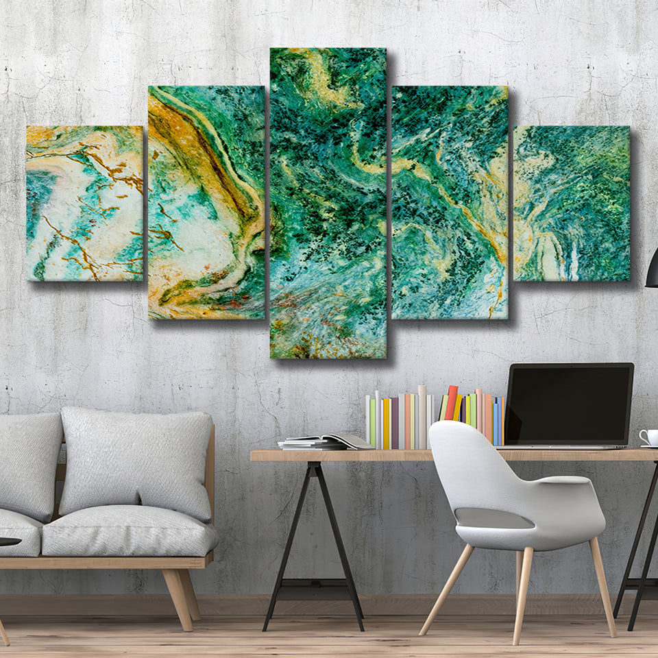 Abstract Green Marble Canvas Art, Contemporary Multi Panels,Canvas Prints Wall Art Home Decor
