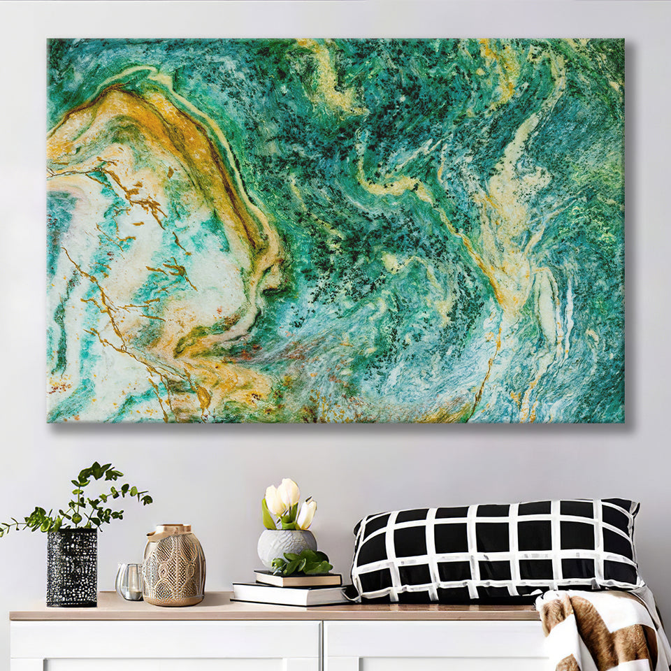 Abstract Green Marble Canvas Art, Contemporary Canvas Prints Wall Art Home Decor - Painting Canvas, Ready to hang