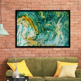 Abstract Green Marble Art, Contemporary Framed Art Prints Wall Art Decor,Black Frame, Ready to hang