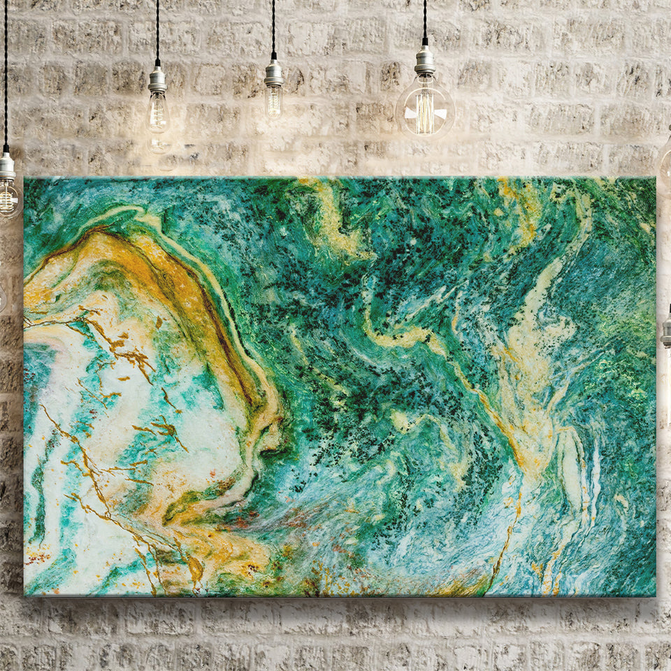 Abstract Green Marble Canvas Art, Contemporary Canvas Prints Wall Art Home Decor - Painting Canvas, Ready to hang