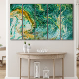 Abstract Green Marble Canvas Art, Contemporary 5 Panels B,Large Canvas,Canvas Prints Wall Art Home Decor