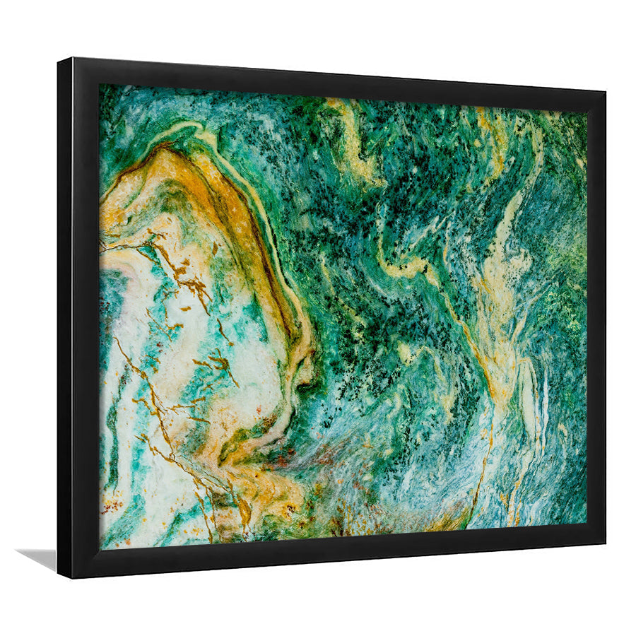 Abstract Green Marble Art, Contemporary Framed Art Prints Wall Art Decor,Black Frame, Ready to hang