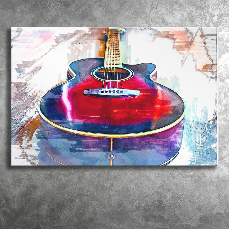 Abstract Guitar Colorful Oil Painting Canvas Print Wall Art