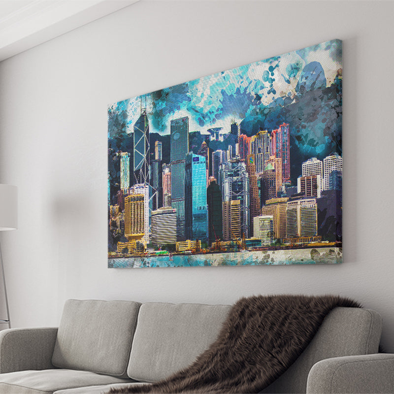 Abstract Hong Kong Canvas Prints Wall Art Decor - Painting Canvas, Art Print, Home Decor, Ready to Hang