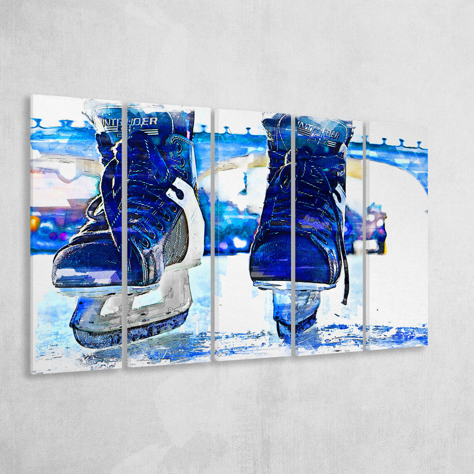 Abstract Ice Hockey 5 Piece B Canvas Prints Wall Art Decor, Multi Panels,Large Canvas, Home Decor