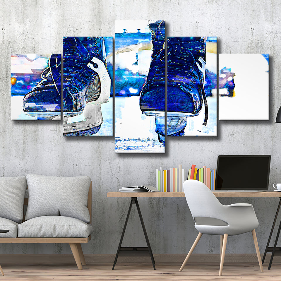 Abstract Ice Hockey 5 Pieces Canvas Prints Wall Art Decor - Painting Canvas, Mixed Canvas, Multi Panels