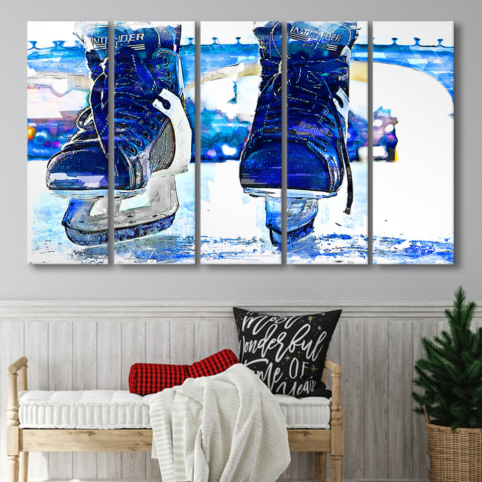 Abstract Ice Hockey 5 Piece B Canvas Prints Wall Art Decor, Multi Panels,Large Canvas, Home Decor