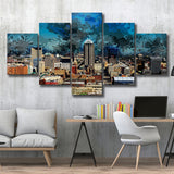 Abstract Indianapolis 5 Pieces Canvas Prints Wall Art Decor - Painting Canvas, Mixed Canvas, Multi Panels