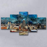 Abstract Indianapolis 5 Pieces Canvas Prints Wall Art Decor - Painting Canvas, Mixed Canvas, Multi Panels
