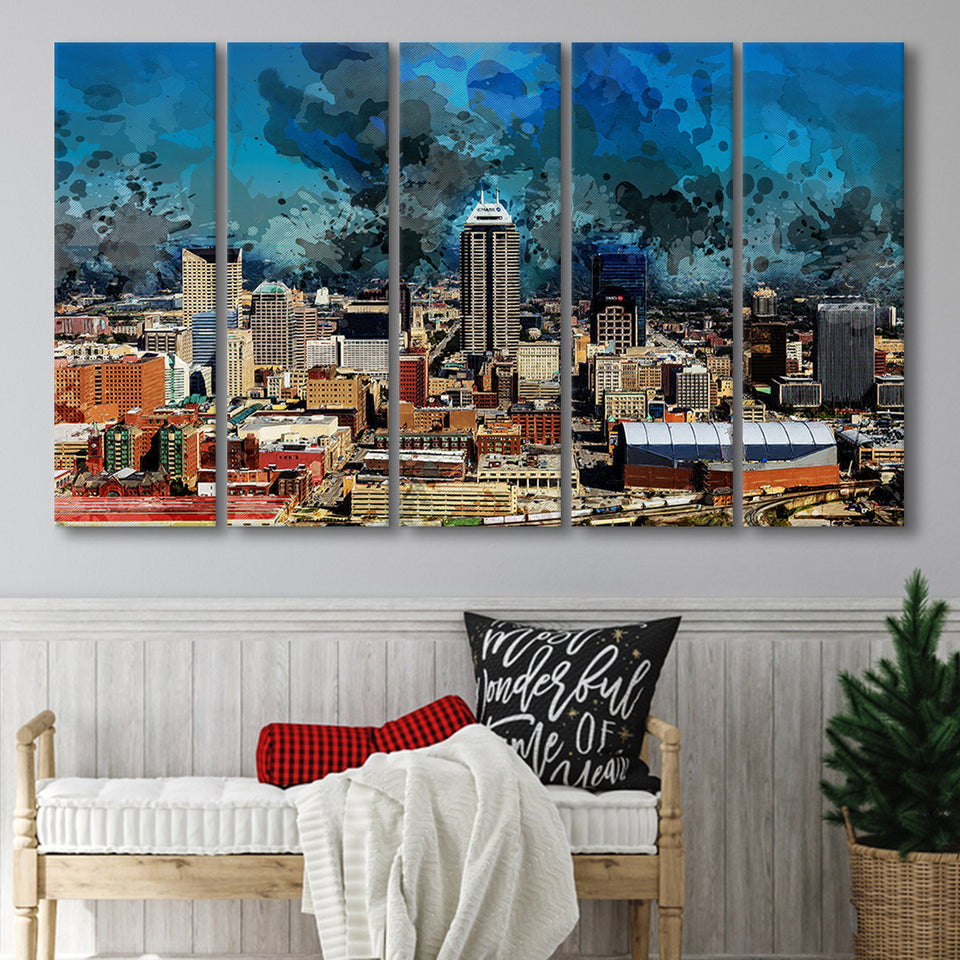 Abstract Indianapolis 5 Piece B Canvas Prints Wall Art Decor, Multi Panels,Large Canvas, Home Decor