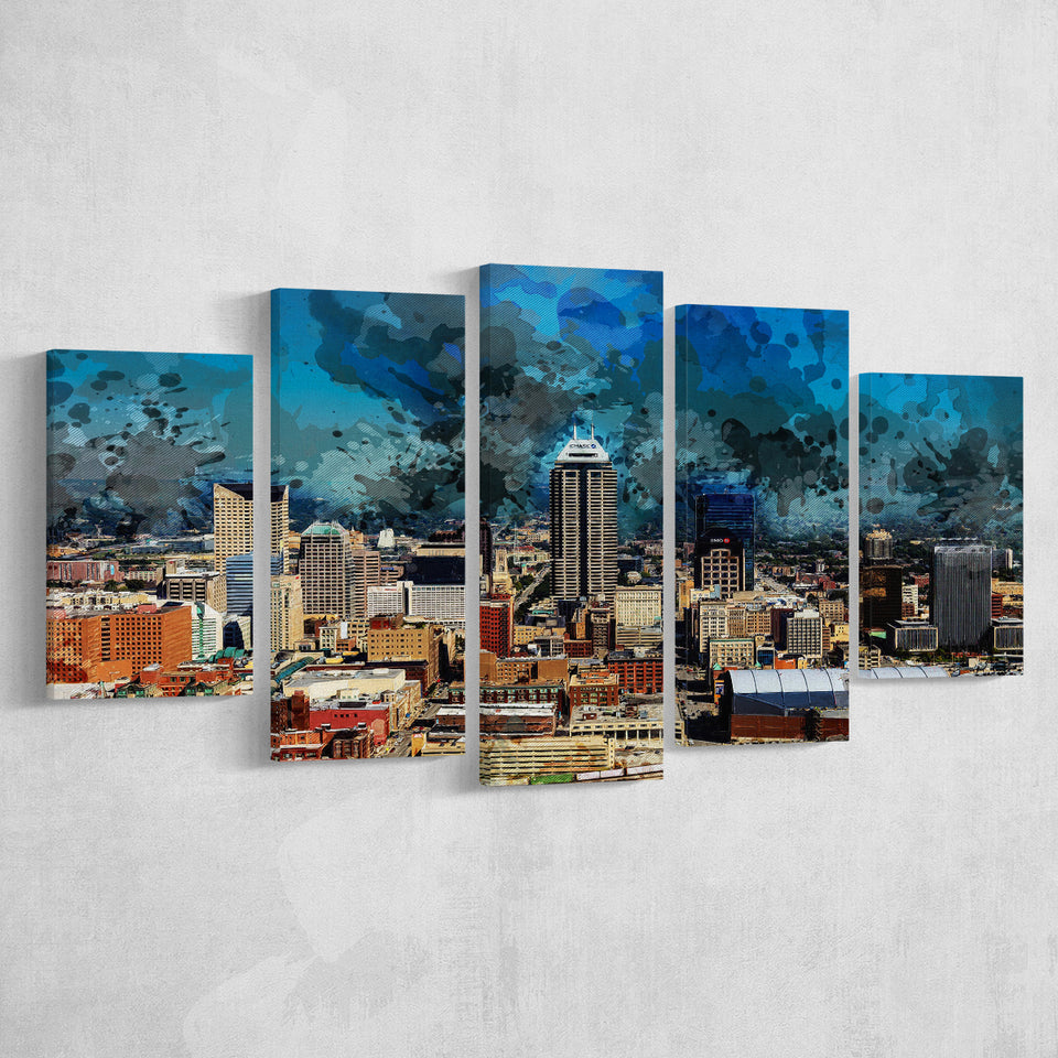 Abstract Indianapolis 5 Pieces Canvas Prints Wall Art Decor - Painting Canvas, Mixed Canvas, Multi Panels