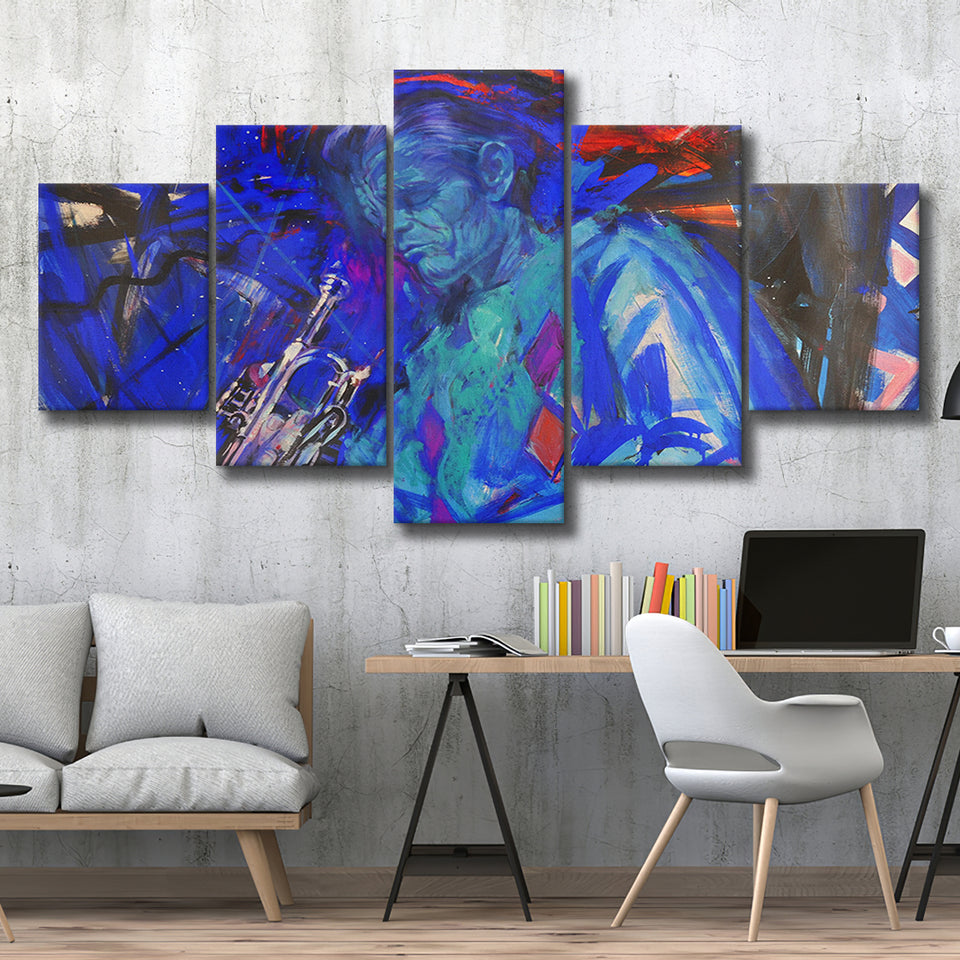 Abstract Jazz Culture Canvas Wall Art Music Gift 5 Piece Canvas Prints Wall Art Decor, Multi Panels, Mixed Canvas