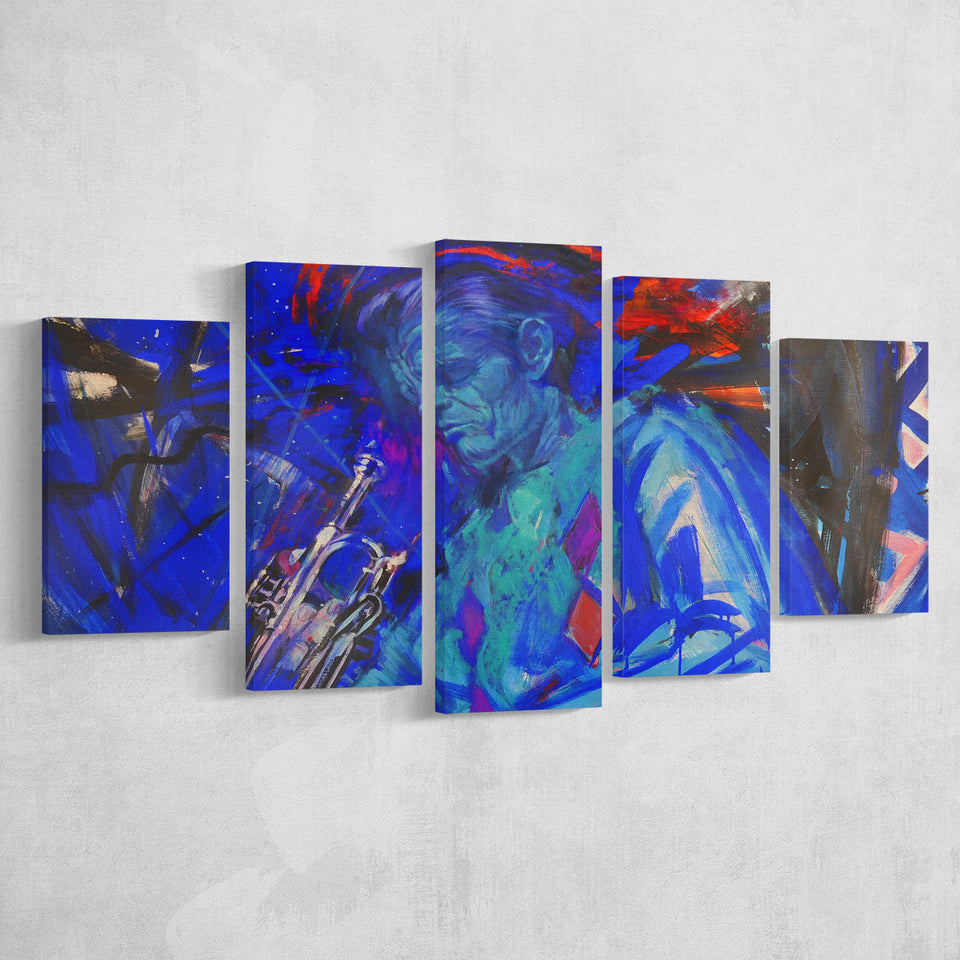 Abstract Jazz Culture Canvas Wall Art Music Gift 5 Piece Canvas Prints Wall Art Decor, Multi Panels, Mixed Canvas