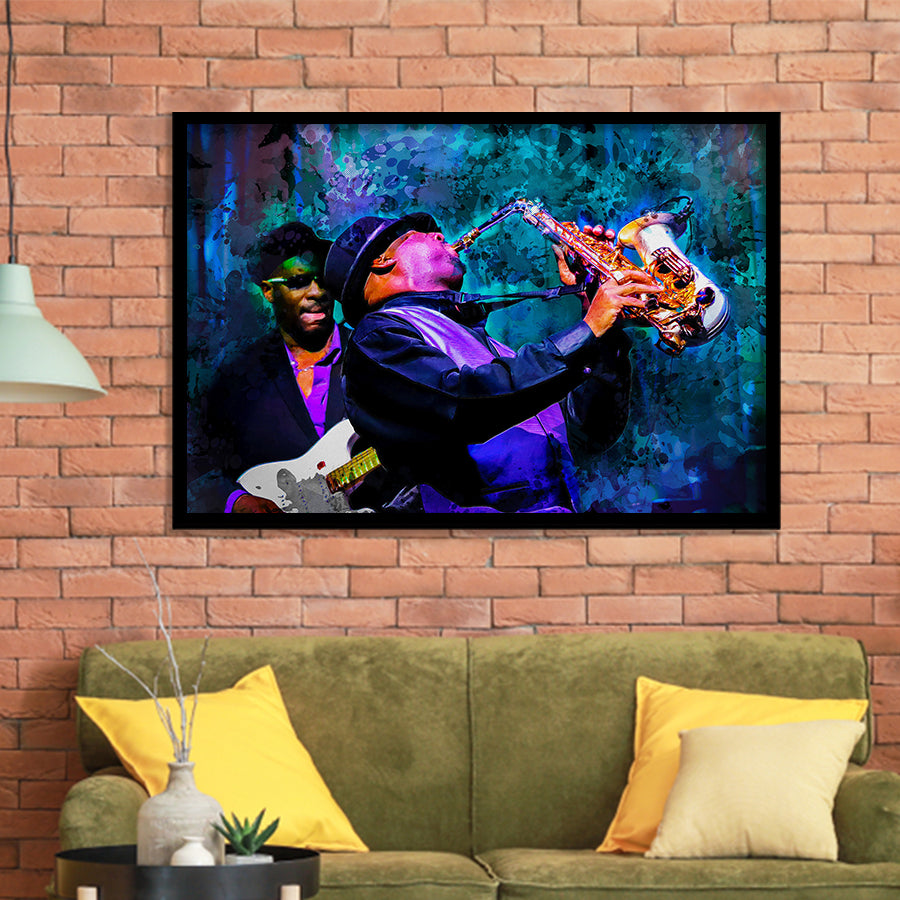 Abstract Jazz Wall Art, Jazz Band, Jazz Band Painting, Framed Art Prints Wall Art Home Decor, Ready to Hang