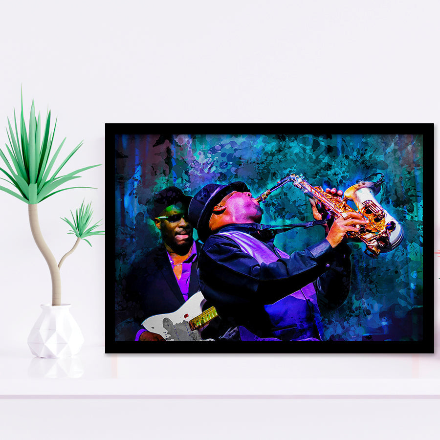 Abstract Jazz Wall Art, Jazz Band, Jazz Band Painting, Framed Art Prints Wall Art Home Decor, Ready to Hang