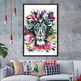 Abstract King Lion Framed Art Print Wall Decor - Painting Art, Wall Art, Framed Picture, Black Frame