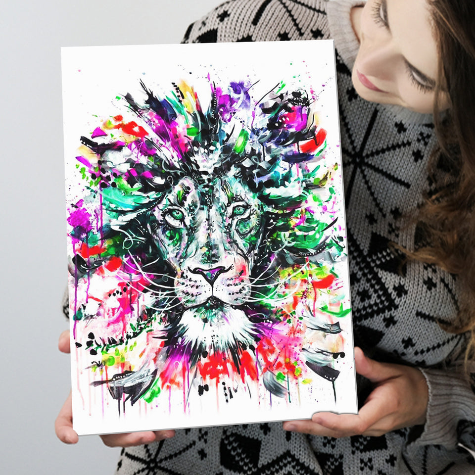 Abstract King Lion Canvas Prints Wall Art Decor - Painting Canvas, Home Decor, Art Print, Art For Sale