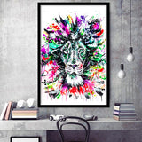 Abstract King Lion Framed Art Print Wall Decor - Painting Art, Wall Art, Framed Picture, Black Frame