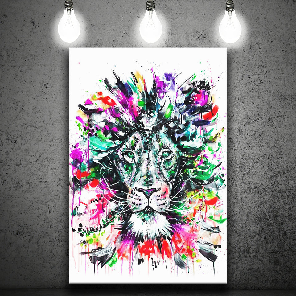 Abstract King Lion Canvas Prints Wall Art Decor - Painting Canvas, Home Decor, Art Print, Art For Sale