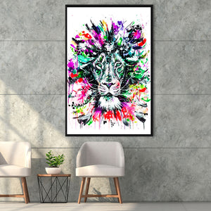 Abstract King Lion Framed Canvas Prints Wall Art Decor - Painting Canvas, Floating Frame, Framed Picture