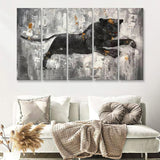 Abstract Lepord Painting 5 Pieces B Canvas Prints Wall Art - Painting Canvas, Multi Panel