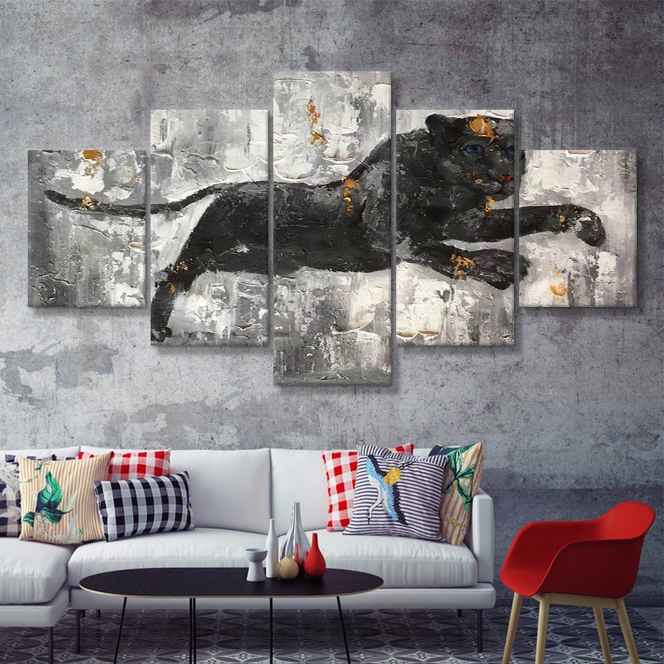 Abstract Lepord Painting 5 Pieces Canvas Prints Wall Art - Painting Canvas, Multi Panel